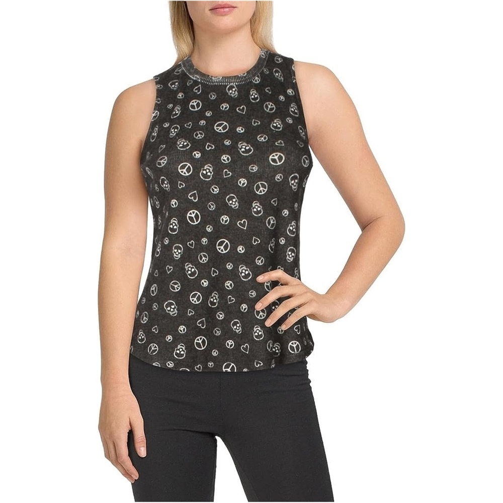 Pj Salvage Skull & Peace Sign Pajama Shirt in Black & White size Small, NWT!